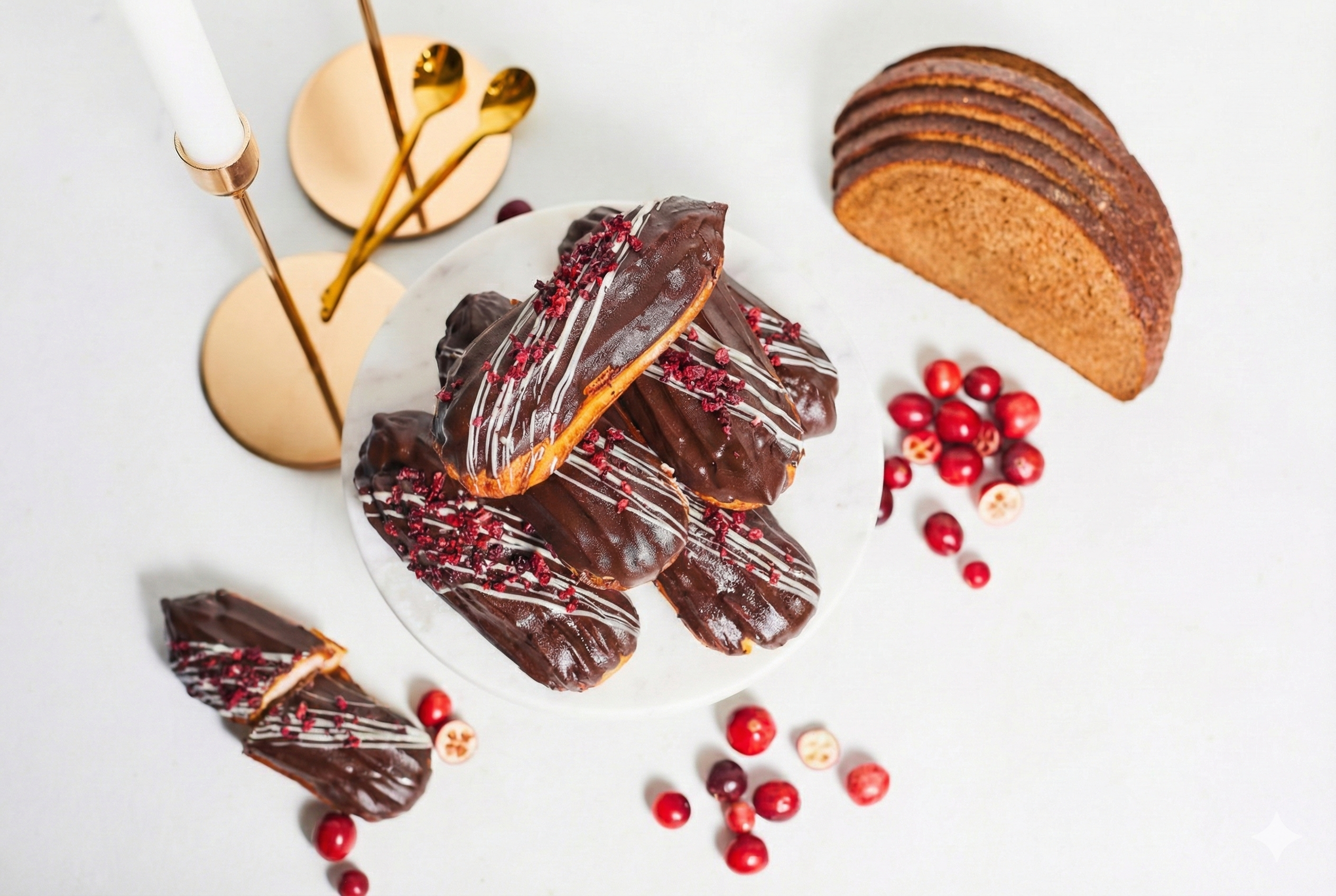 Eklērs ar rupjmaizes dzērveņu krēmu